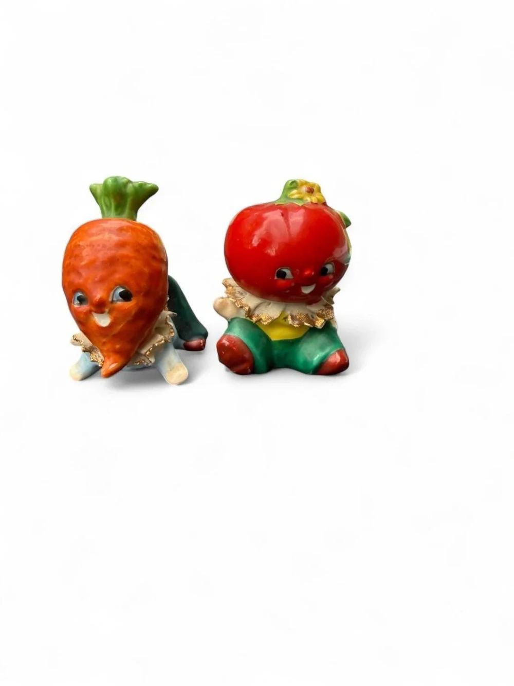 Vintage Japanese Tomato & Carrot Anthropomorphic Shaker Set